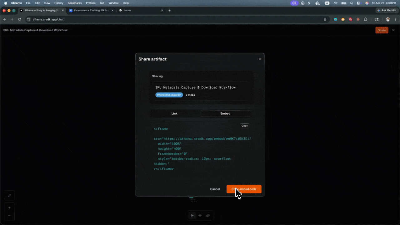 Diagram embed and export — planning artifacts portable beyond the original session, not tied to the chat